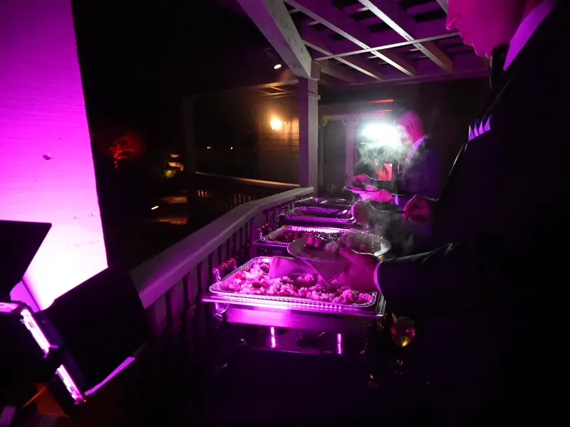 Server passing trays of appetizers to guests at a Milpitas reception