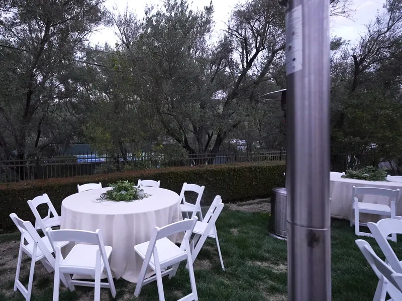 Attended buffet line set with chafing dishes for a catered event in Mountain View