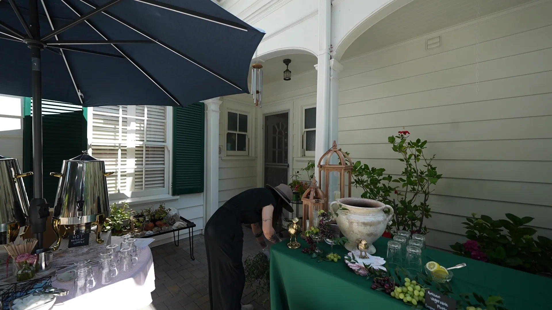 Attended buffet line set with chafing dishes for a catered event in Sunnyvale