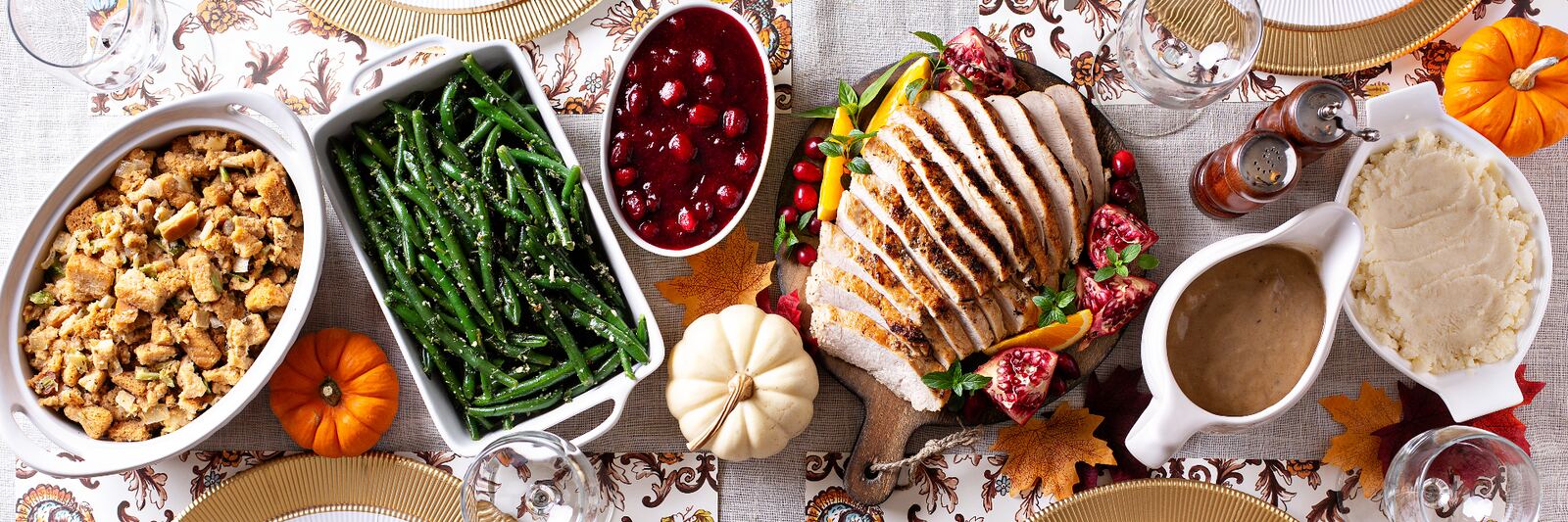 Herb-roasted holiday turkey with rosemary and cranberries carved for Winslow's holiday catering in Mountain View and Sunnyvale