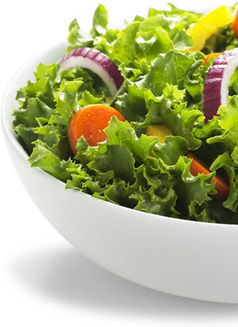 Vegetable salad with fresh lettuce, onions and tomatoes