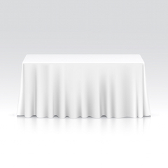 A white table covered with cloth
